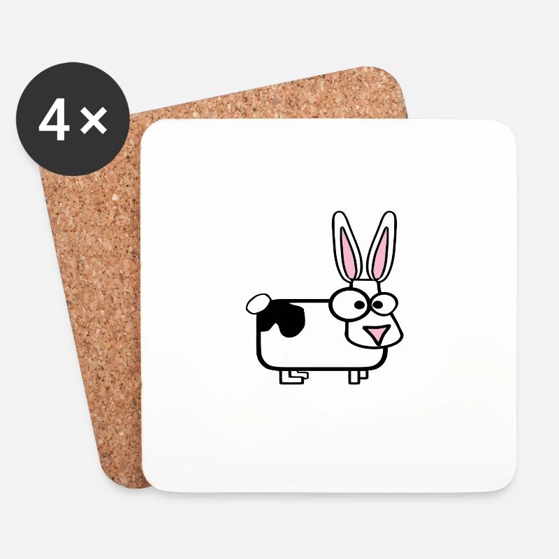 Vache stupide en costume de lapin - Dessous de verre (lot de 4) - blanc