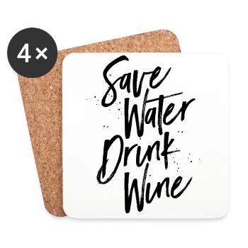 save water drink wine Statement for wine lovers - Coasters (set of 4) - white - Front
