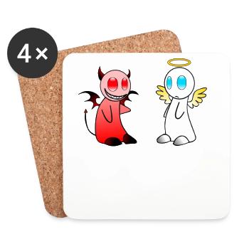 Angel & Devil Motif - Coasters (set of 4) - white - Front