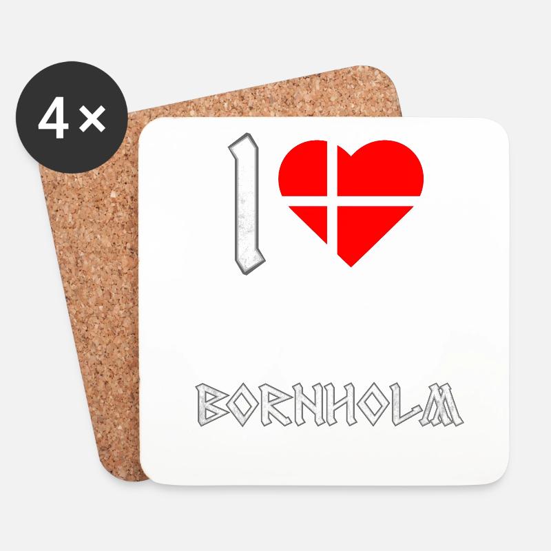 I Love Bornholm Dänemark - Untersetzer (4er-Set) - Weiß