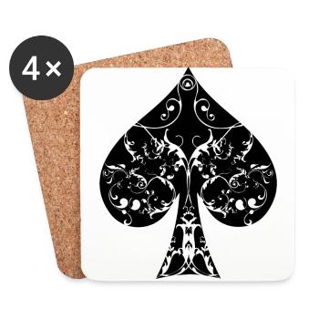 Tribal Ace of Spades Poker Hold'em - Coasters (set of 4) - white - Front