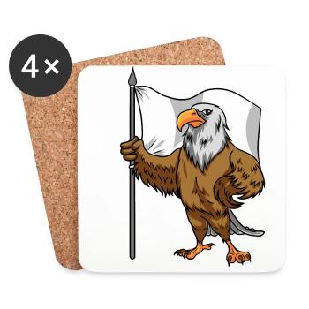 Proud Eagle with Peace Flag Bald Eagle - Coasters (set of 4) - white - Front