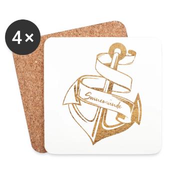 SWINE STYLE | ANCHOR AND BEACH - Coasters (set of 4) - white - Front
