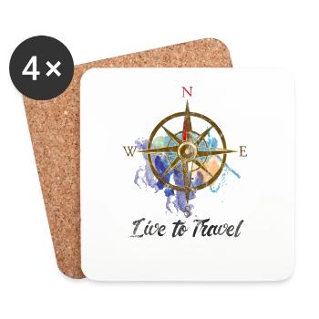 Compass Life Travel Live Travel Compass - Coasters (set of 4) - white - Front