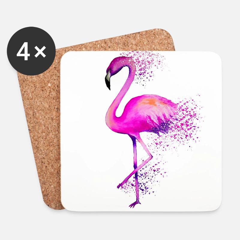 Flamingo Vogel rosa colorful bird bunt Geschenk - Untersetzer (4er-Set) - Weiß
