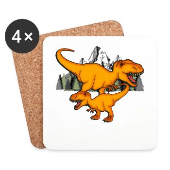 Dinosaur T-Rex - Coasters (set of 4) - white - Front