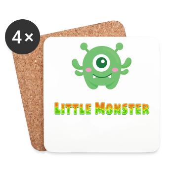 Kids kleines Monster Dinosaurier Shirt - Untersetzer (4er-Set) - Weiß - Vorne