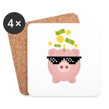 Cool piggy bank - Coasters (set of 4) - white - Front