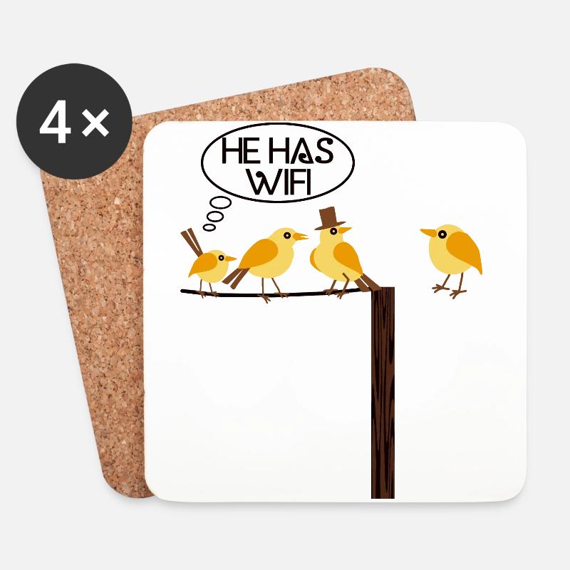 WLAN WIFI Vogel online Informatik - Untersetzer (4er-Set) - Weiß