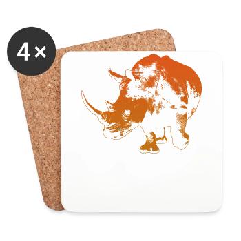 rhinocéros - Dessous de verre (lot de 4) - blanc - Devant