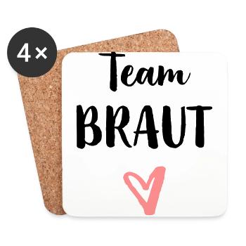 Team bride heart bachelor party - Coasters (set of 4) - white - Front