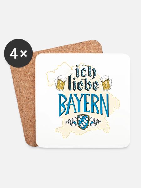 Ich liebe Bayern Shirt - Untersetzer (4er-Set) - Weiß