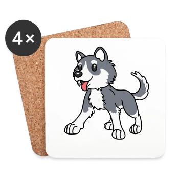 Husky Hund Hunderasse Hunde - Untersetzer (4er-Set) - Weiß - Vorne