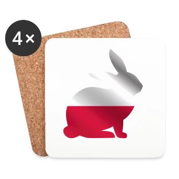 Polska Hase | Polen Polnische Flagge - Untersetzer (4er-Set) - Weiß - Vorne