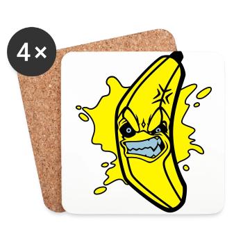 Angry banana - Dessous de verre (lot de 4) - blanc - Devant