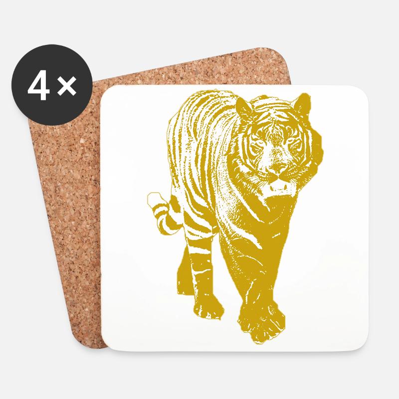 Gold Tiger - Untersetzer (4er-Set) - Weiß