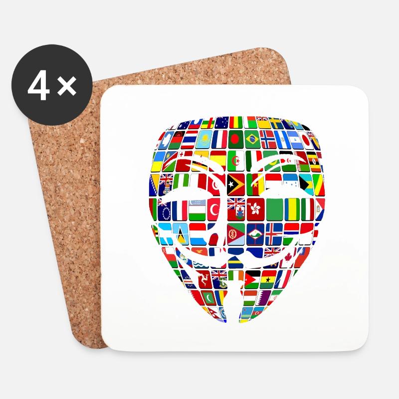 Anonymous world hacker Wikileaks Vandetta - Coasters (set of 4) - white
