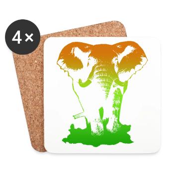 Elefant - Untersetzer (4er-Set) - Weiß - Vorne