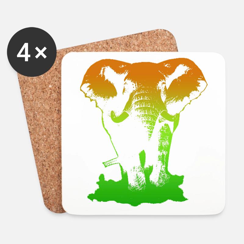 Elefant - Untersetzer (4er-Set) - Weiß