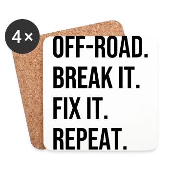 Hors route. Break It. Fix It. Repeat Offroad terrain - Dessous de verre (lot de 4) - blanc - Devant