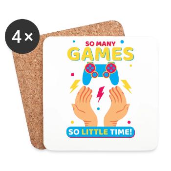 So many Games! Funny Gamer Gift - Coasters (set of 4) - white - Front