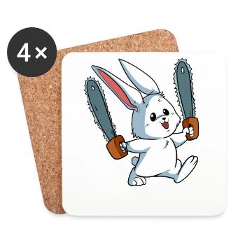 Cadeau de lapin de la tronçonneuse Spirit Animal - Dessous de verre (lot de 4) - blanc - Devant