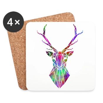 Psychedelic geometric stag - Coasters (set of 4) - white - Front