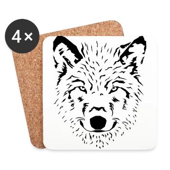 loup - Dessous de verre (lot de 4) - blanc - Devant