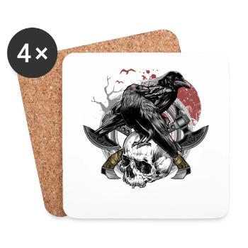 Hugin und Munin nordische Mythology Raben Geschenk - Untersetzer (4er-Set) - Weiß - Vorne
