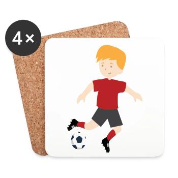 Boy plays football child and ball 03 545 - Coasters (set of 4) - white - Front