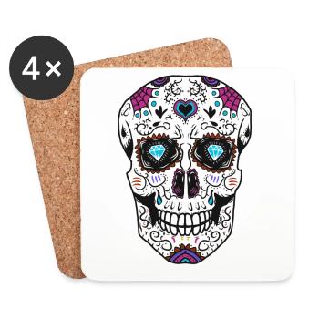 Crâne en sucre mort homme mort mort crâne - Dessous de verre (lot de 4) - blanc - Devant