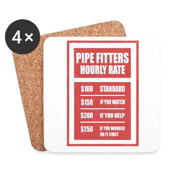 Pipe Fitters Hourly Rate Rohrleitungsmonteur - Untersetzer (4er-Set) - Weiß - Vorne
