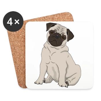 Mops Hund - Untersetzer (4er-Set) - Weiß - Vorne