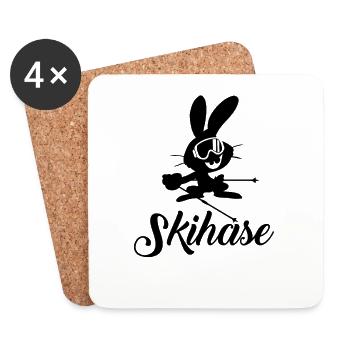 Lapin de ski - Dessous de verre (lot de 4) - blanc - Devant
