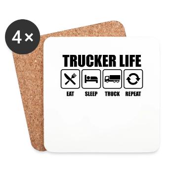 Trucker Fernfahrer - Untersetzer (4er-Set) - Weiß - Vorne
