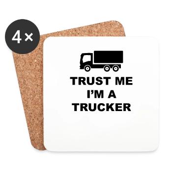 Trucker Fernfahrer - Untersetzer (4er-Set) - Weiß - Vorne