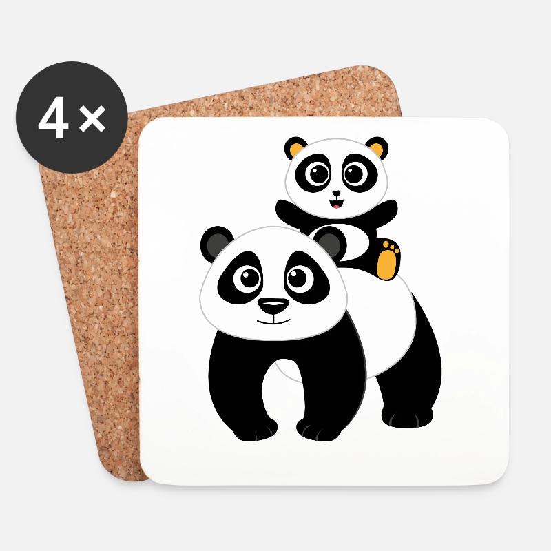 Pandabär Design Pandabären - Untersetzer (4er-Set) - Weiß