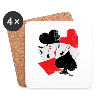 Jeu de poker poker carte de jeu argent casino - Dessous de verre (lot de 4) - blanc - Devant