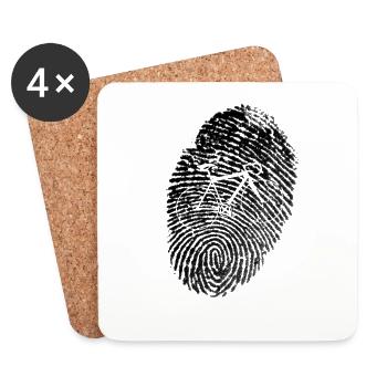 Bicycle road bike fingerprint cyclist - Coasters (set of 4) - white - Front