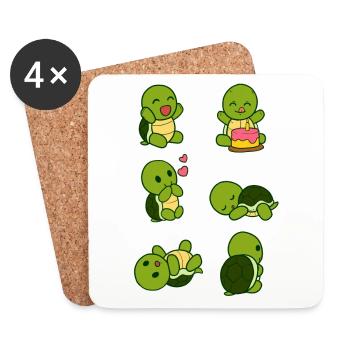 Turtles birthday turtle celebration party - Coasters (set of 4) - white - Front