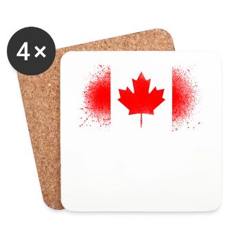 Drapeau Canada Grunge Cadeau Québec Canadien - Dessous de verre (lot de 4) - blanc - Devant