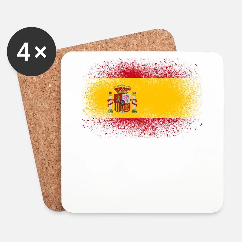 Spanien Grunge spanische Flagge lustig Geschenk - Untersetzer (4er-Set) - Weiß
