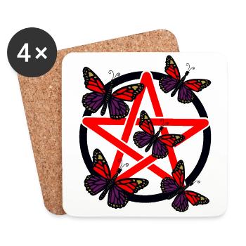 Pentagrammes vaudou sorcières - Dessous de verre (lot de 4) - blanc - Devant