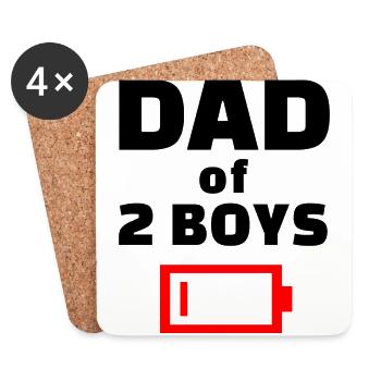 Tired Dad Of 2 Boys Funny Father Of Two Sons - Coasters (set of 4) - white - Front