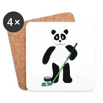 Panda Panda Bear Hockey sur glace Puck Hockey Enfants - Dessous de verre (lot de 4) - blanc - Devant