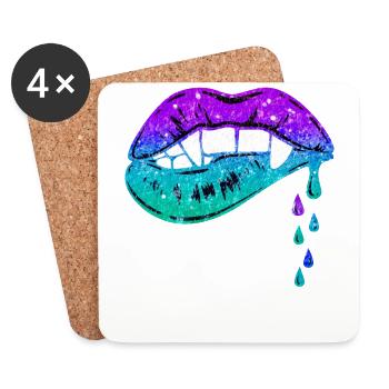 Melting lips - Coasters (set of 4) - white - Front