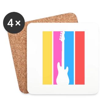 Retro bunte Rockmusik-Gitarre - Untersetzer (4er-Set) - Weiß - Vorne