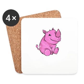 Einhorn Rhino Nashorn Dick Mollig Chubby Geschenk - Untersetzer (4er-Set) - Weiß - Vorne