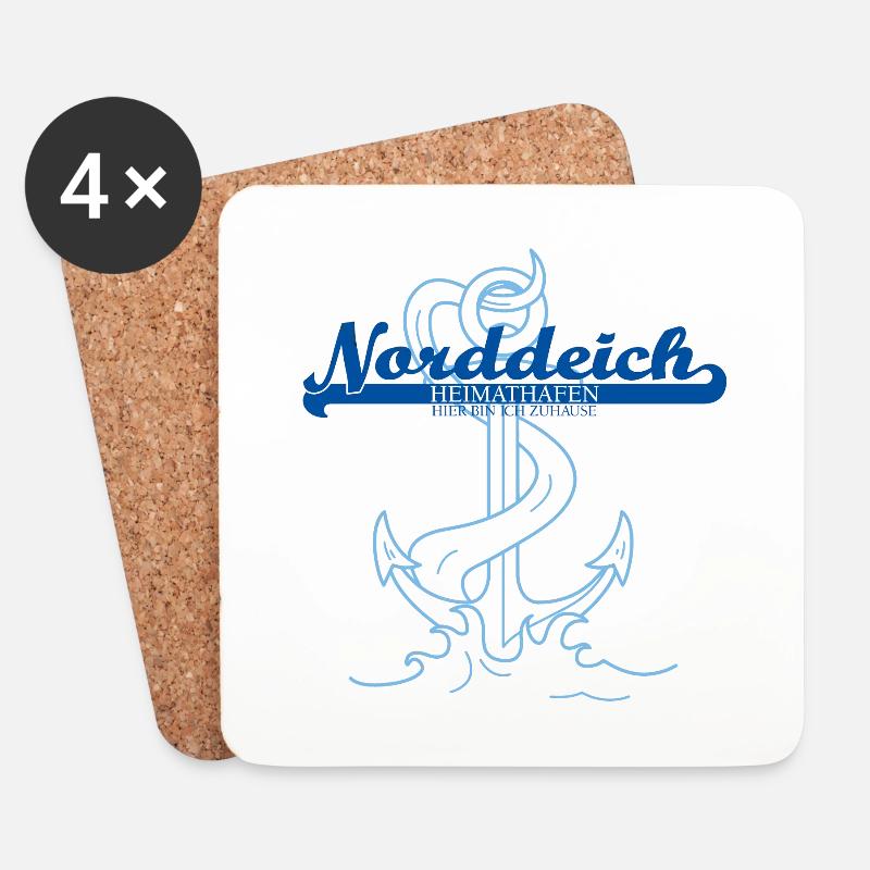 Heimathafen Norddeich - Untersetzer (4er-Set) - Weiß