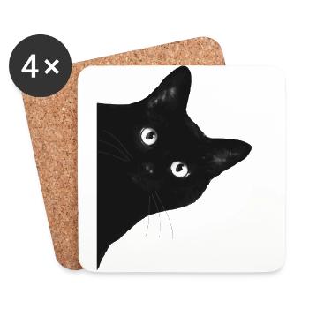 cat - Coasters (set of 4) - white - Front